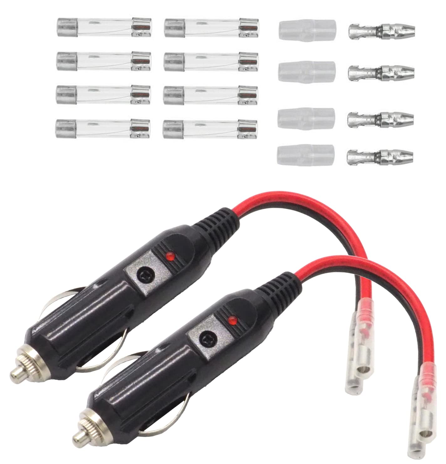 

2pcs 10A 15A Audio Fan Accessory Plug Cigarette Plug with Fuse DIY DIY Accessories Socket for Cigarette Lighter Socket Black чёрный