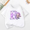 KPop Demon Hunters Child Short Sleeve T-shirt Cartoon Rumi Mira Zoey A-Z Print Cotton Tops Kawaii Summer Casual Tees Kids Gifts