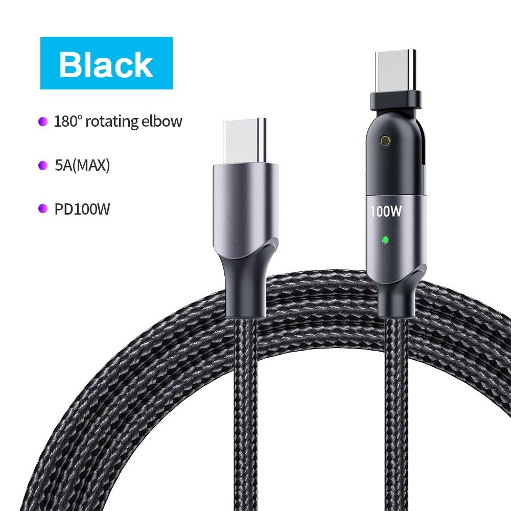 

STONEGO USB C to USB C 100W Fast Charging Cable, 180 Degree Rotatable Type C Charger Cord 1.2m чёрный