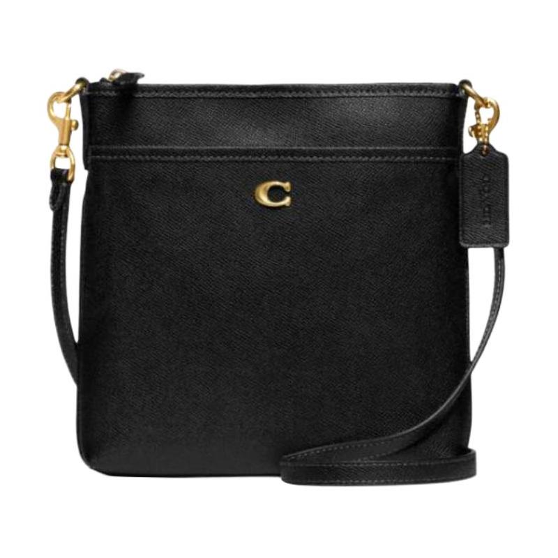 COACH Kitt 20 Solid Color C Label Zipper Closure Grained Leather Shoulder Crossbody Bag Small Women s Black чёрный