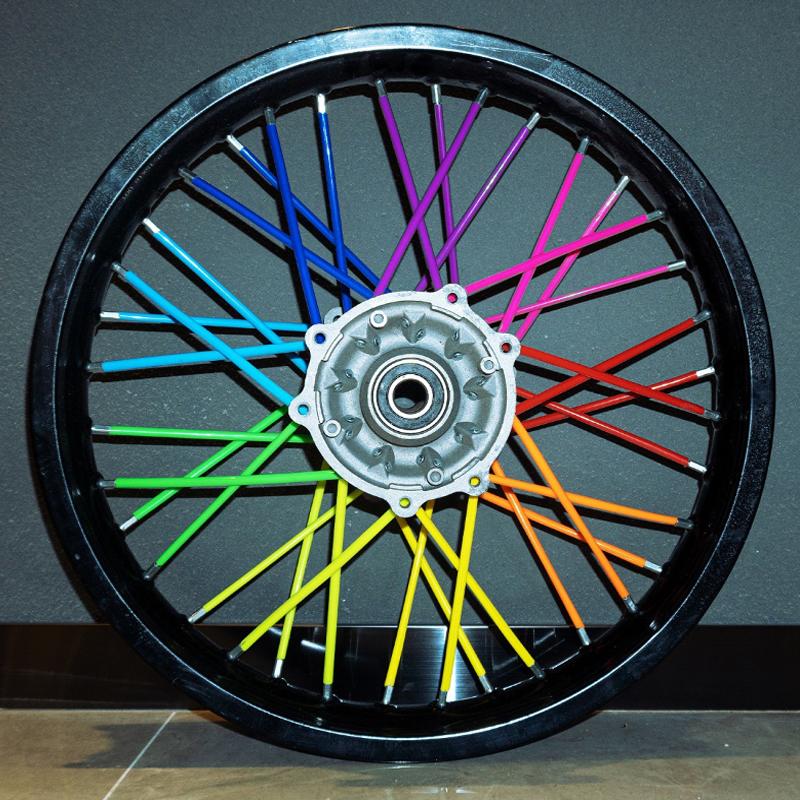 72pcs Bicycle Wheel Spoked Protector Wraps 24cm Wheel Rim Spoke Wrap Kit for Motorcycle Bike Color Rims Skin Trim Covers Pipe