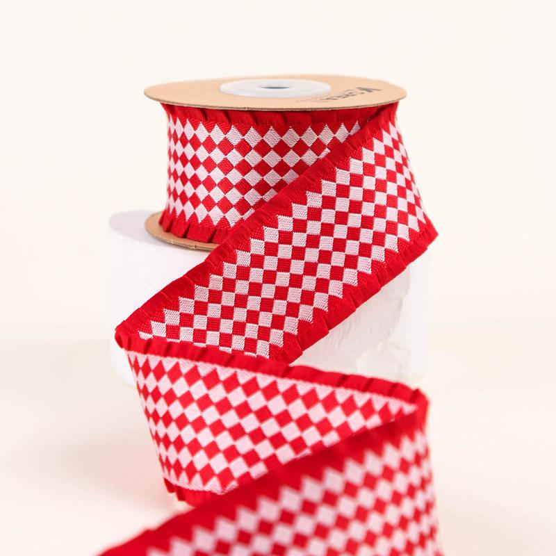 High Quality Black Border Stereo Double-Color Checked Fabric Ribbon Luxury Bow Hair Accessories and Gift Wrapping DIY Ribbon
