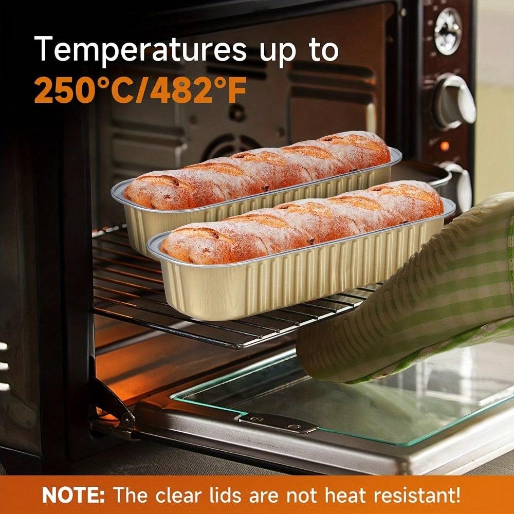 Aluminum Foil Pans with Lids Disposable Foil Food Containers Mini Loaf Pans Great for Cooking Heating Storing Baking Tools