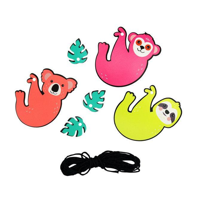 Etiquette fluo Jungle avec cordelette 6 pièces