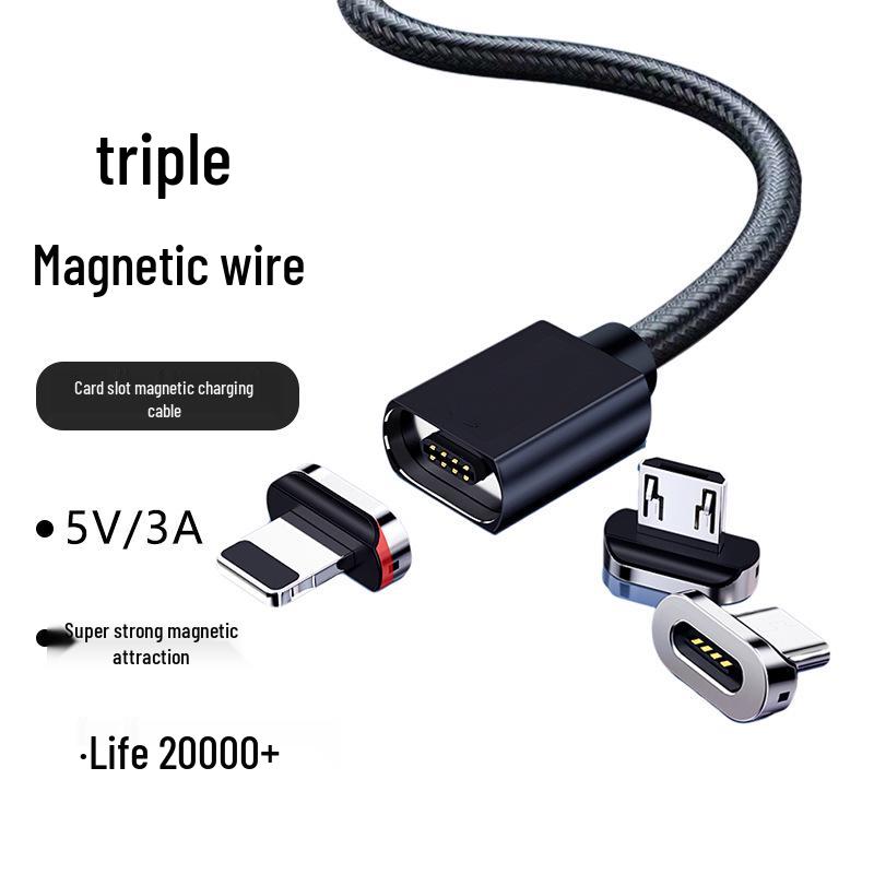 Magnetic Nylon Braided 3-in-1 Fast Charging Cable