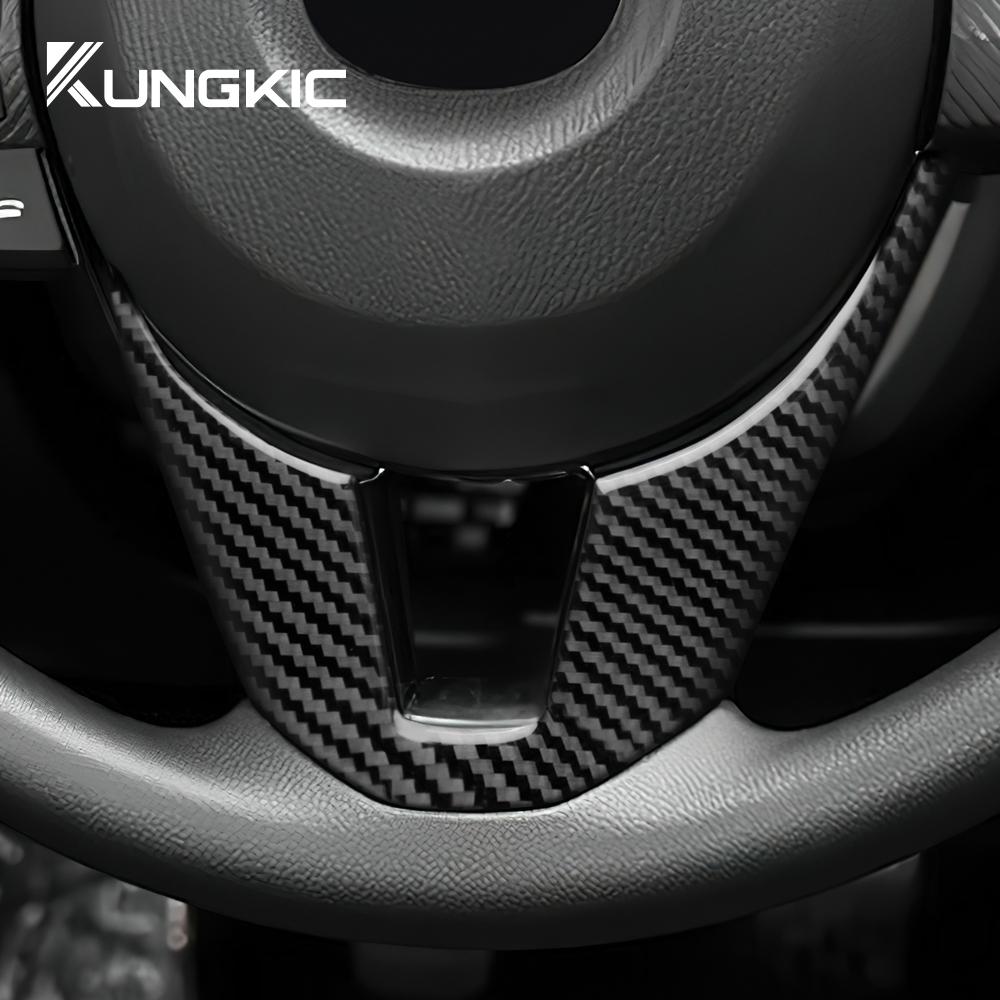 Bilratt Botten för Mazda 3 Axela 2014 2015 2016 LHD RHD Äkta Mjuk Kolfiber Klistermärke Trim Interiörtillbehör