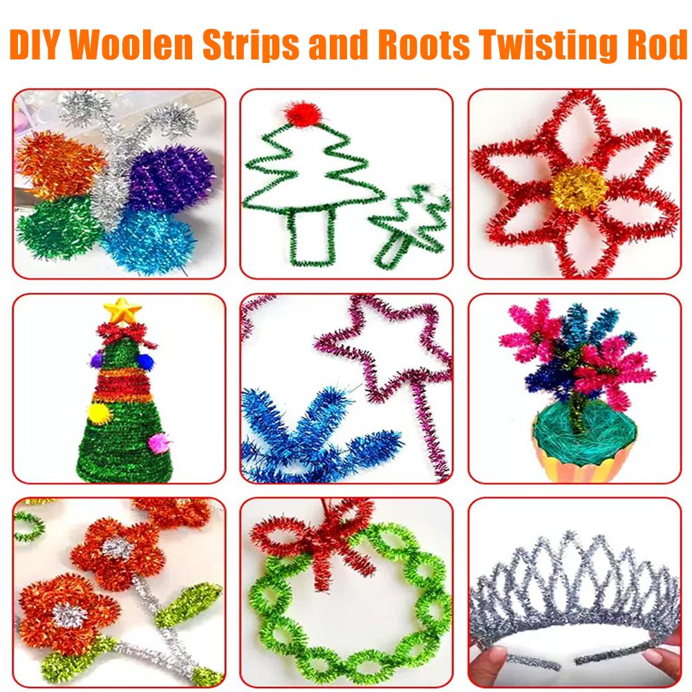 Glitter Christmas Pipe Cleaners 100Pcs Pipe Cleaners Craft Set Chenille Stem for Home School DIY Art Crafts Christmas Decoration
