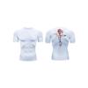 Men's Compression Shirt Quick Dry White Gym T-Shirt Red Rose Back Print Workout Sportswear