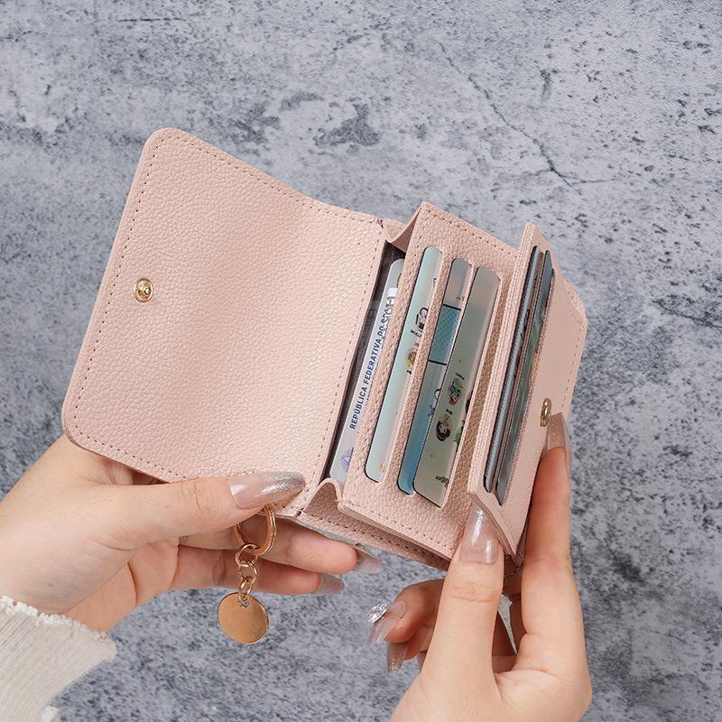 New Fashion Vintage Solid Color Short Wallet Portable Bifold Multi-functional Coin Purse Women's Credit Card Holder Small Wallet