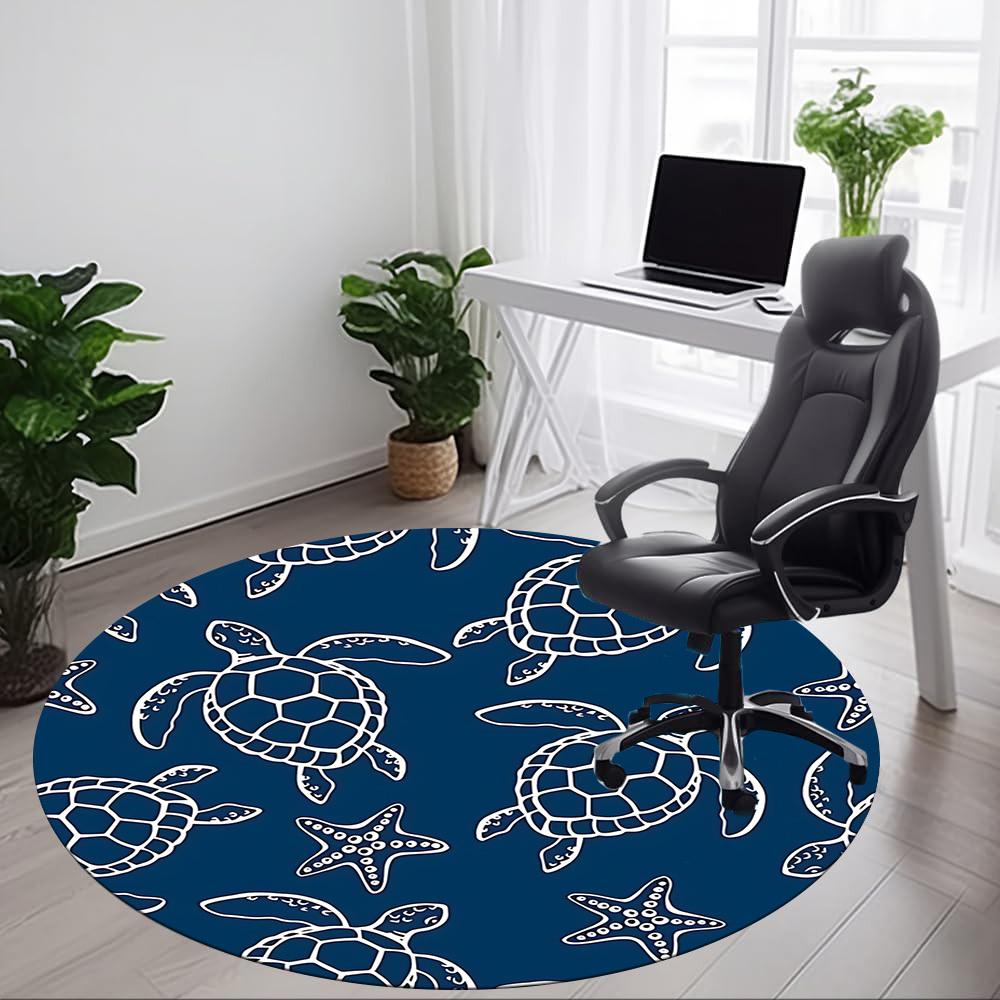 1PC Turtle, Starfish Chair Carpet for Office, Indoor Non-Slip Washable Carpet, Soft Comfortable Mat For Office Room Yy250930133