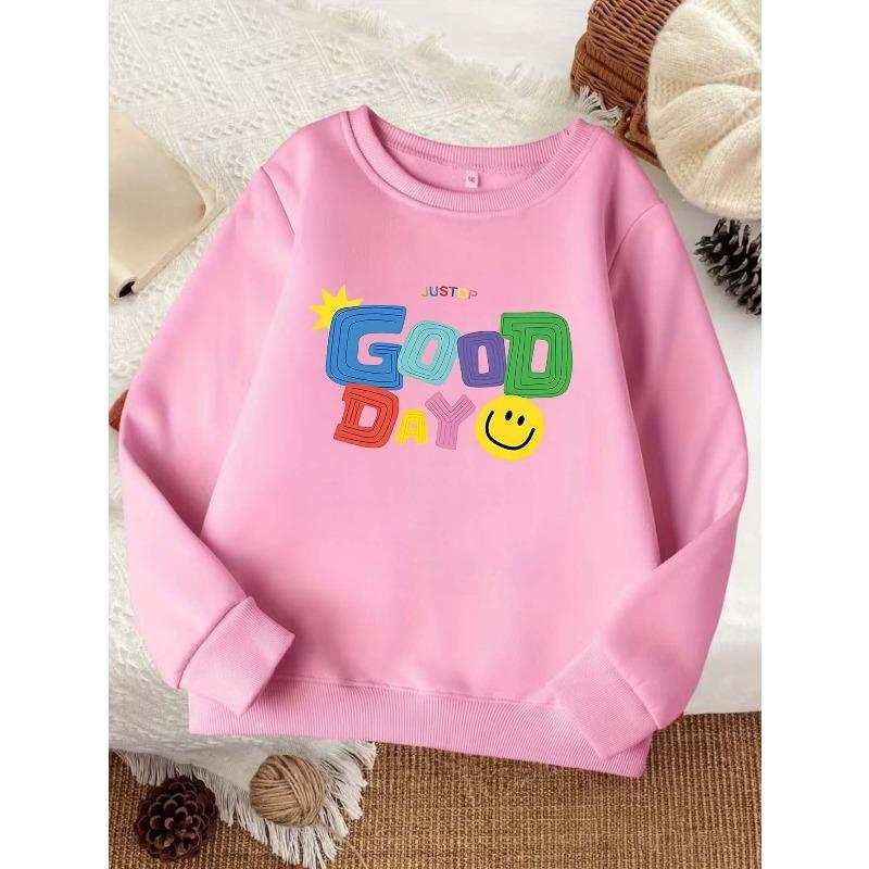 European Sizes Exquisite Kid Fashion Sweatshirt, Comfortable Kids' Round Neck Sweater, Casual All-Match Trendy Individual Student Print Top