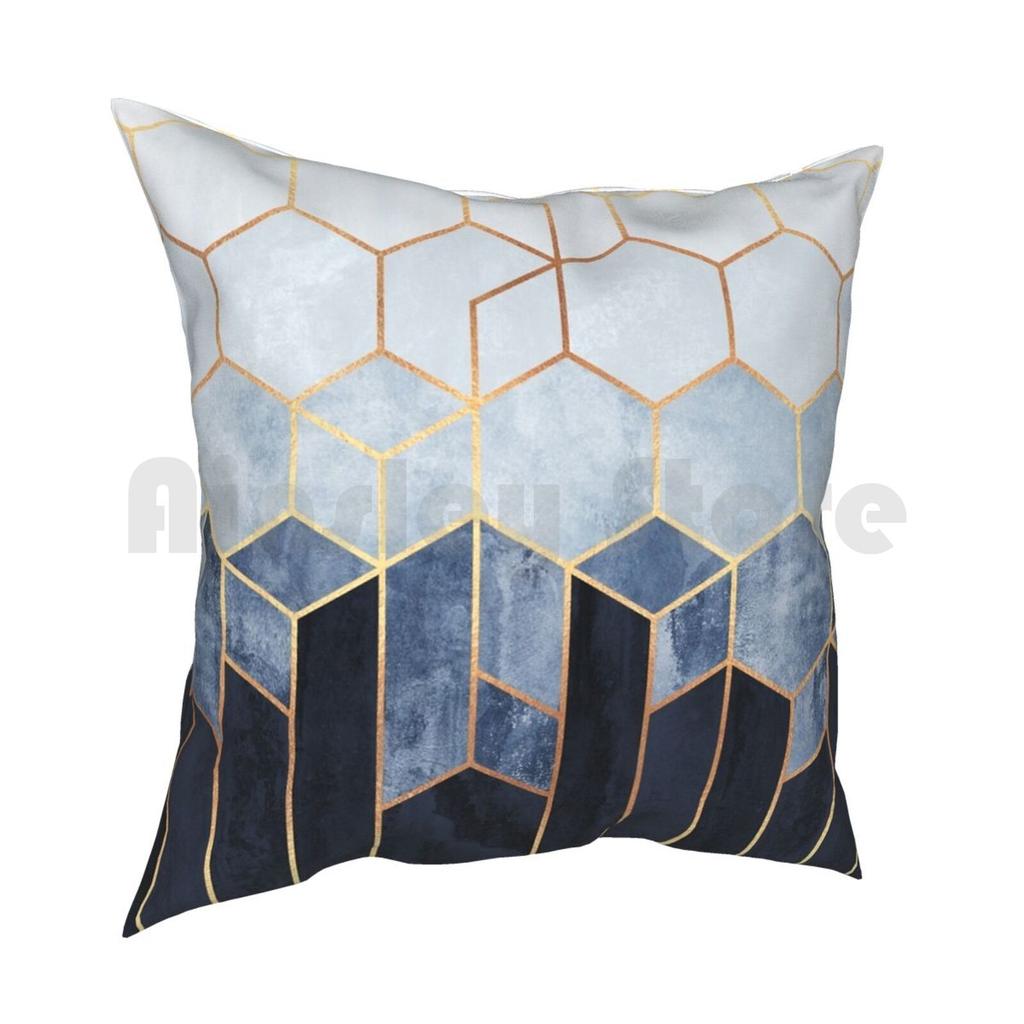 Soft Blue Hexagons Pillow Case Printed Home Soft DIY Pillow Cover Graphic Abstract Geometric Geometric Modern Hexagons Blue