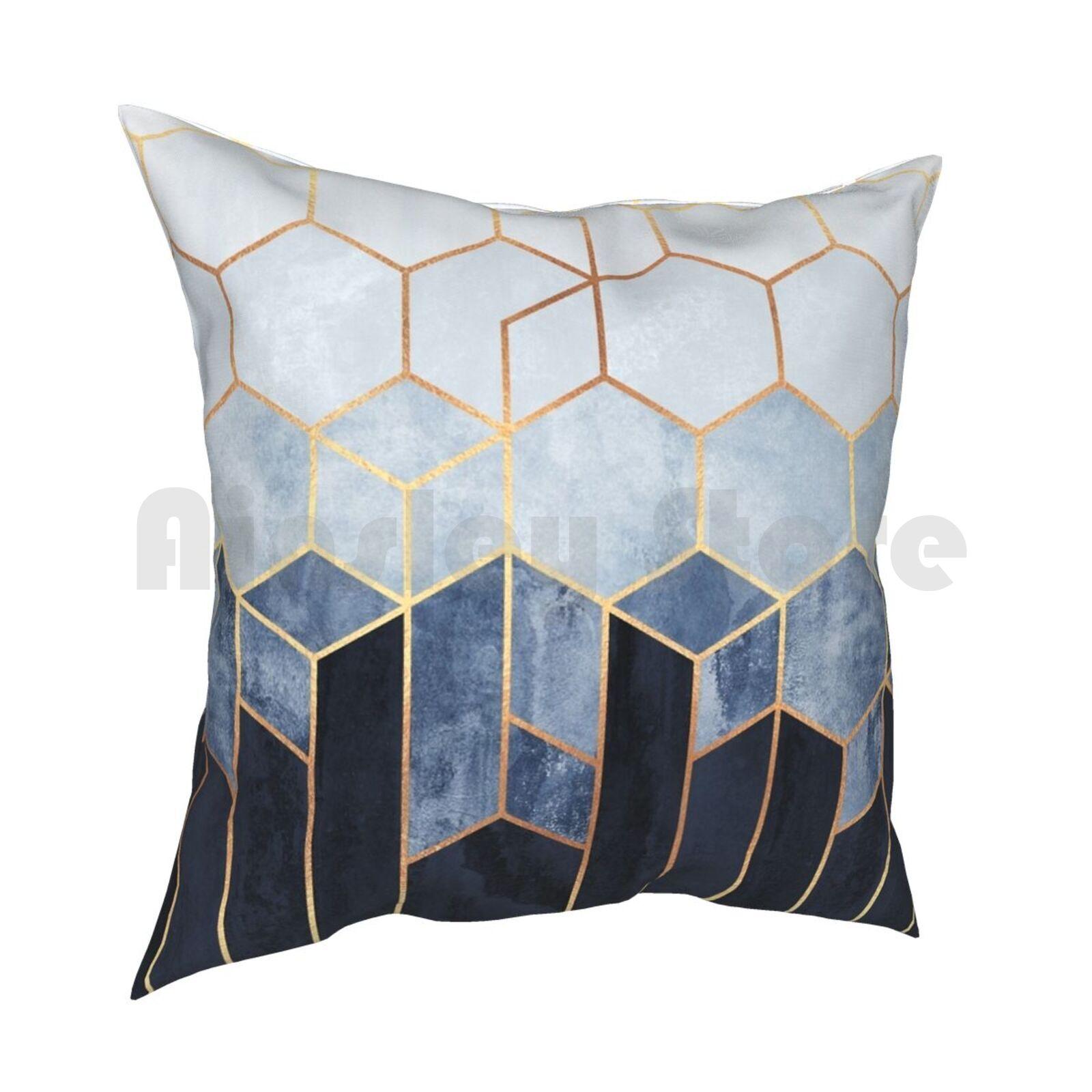 Soft Blue Hexagons Pillow Case Printed Home Soft DIY Pillow Cover Graphic Abstract Geometric Geometric Modern Hexagons Blue 30cmx30cm