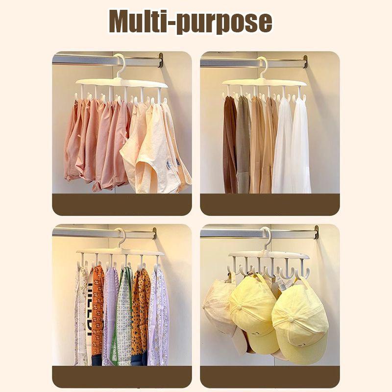 Multifunctional White 6 Hook Hanger, 360° Rotating Bra Organizer Rack for Saving Space,Home Scarf Belt Hats Tie Storage Hanger