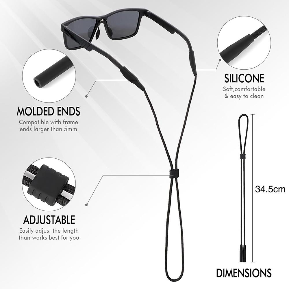 3Pcs Eye Glasses Bands Holder Strap Eyewear String Lanyard Retainer, Black