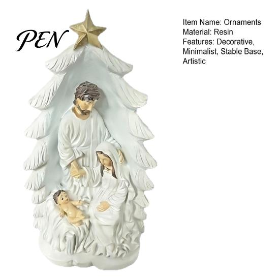 Traditional Nativity Figurine for Holidays Holy Family Statue, Christmas Tree Resin Ornament, Hand-Painted Home Decor Religious Tabletop Altar
