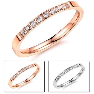 Zhenrong 18K Rose Gold Plated Zircon Couple Ring - Men's and Women's Simple Single Loop 925 Jewelry