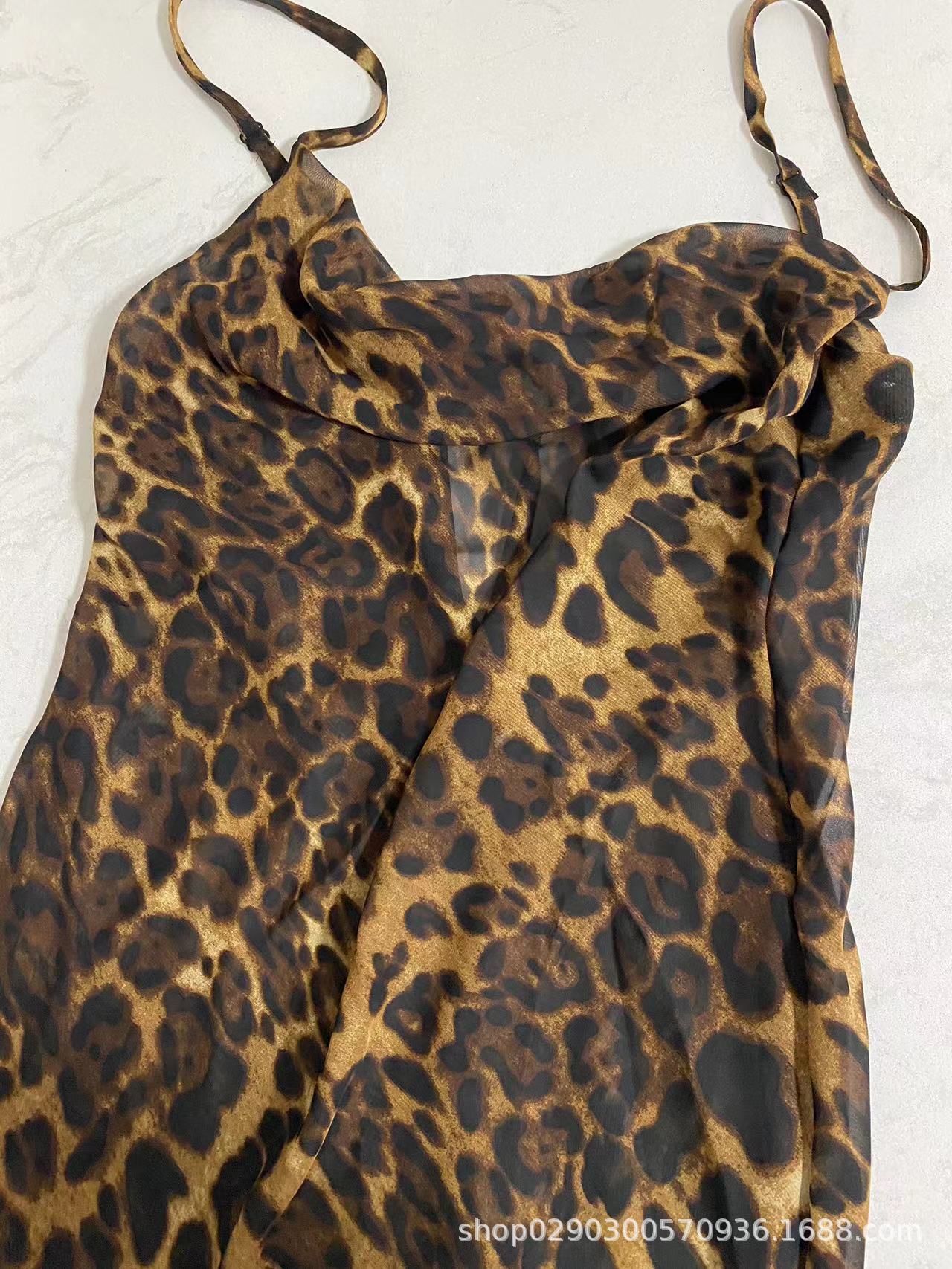 0 summer popular wholesale halter perspective leopard print dress sexy dress one piece hair S цветной печати леопарда