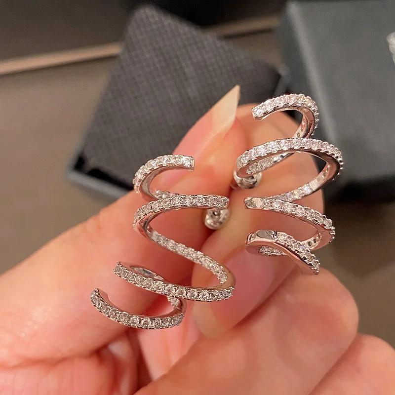 

2026 New High-end Circular Micro Inlaid Earrings with A Niche Temperament, Trendy and Design, Zircon Copper