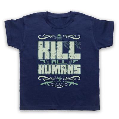 Kill All Humans Funny Slogan Comedy Joke Anti People Kids Childs T-Shirt
