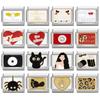 Cute Cartoon Cats Spider Cat Paw Leopard Heart Eyes Beads Fit 9mm Italian Charm Links Bracelet Stainless Steel Diy Jewelry Gifts