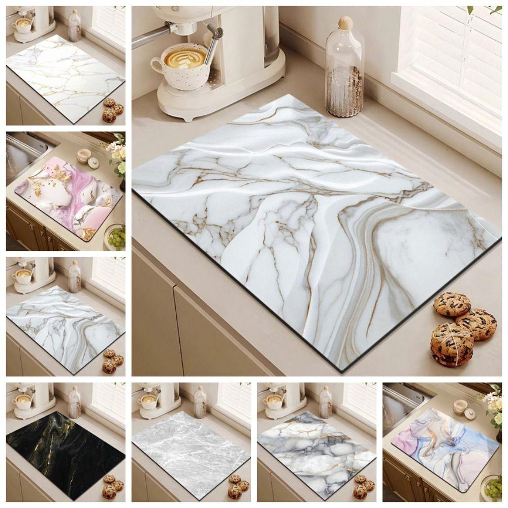 Quickly Dry Super Absorbent Marble pad Kitchen Coffee Bar Dish Drying Mat Multipurpose Drain Pad Hide Stain Placemat
