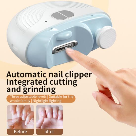 2-In-1 Electric Nail Clipper Automatic Kids Adults Seniors Nail Trimmer with LED Light Baby Manicure Grinding File Fingernail Cutter Polisher