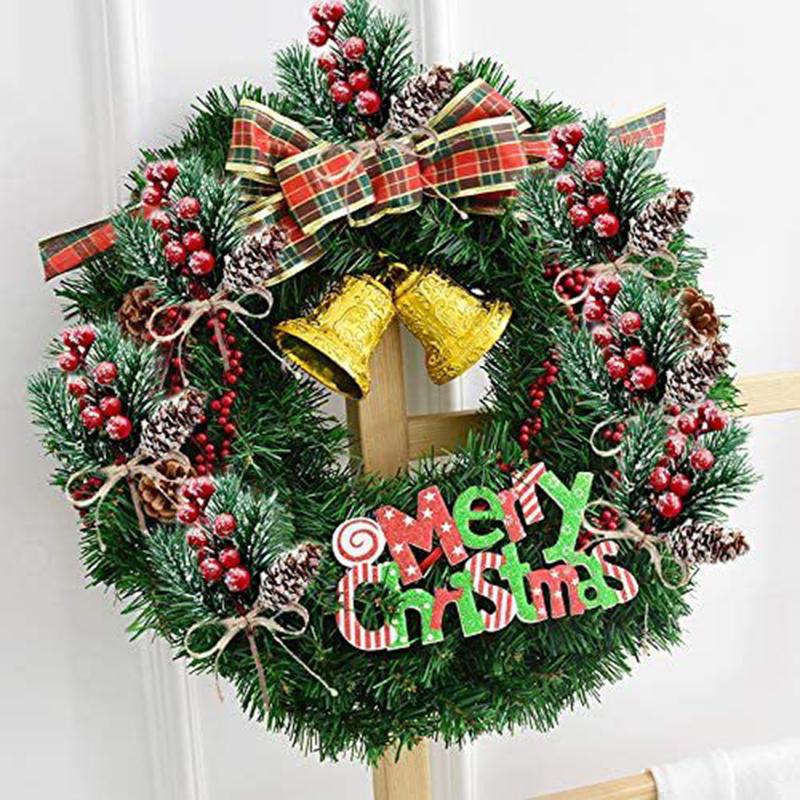 Christmas Decoration Artificial Plant Pine Branch Christmas Tree Pendants Xmas Circle Ornaments New Year Home Party Supplies