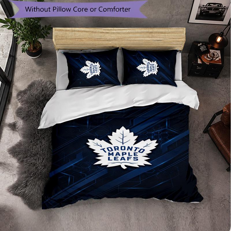 Set Biancheria da Letto 3 Pezzi in Microfibra con Motivo Toronto Maple Leafs Decorativo Copripiumino per Camera da Letto Uso Domestico