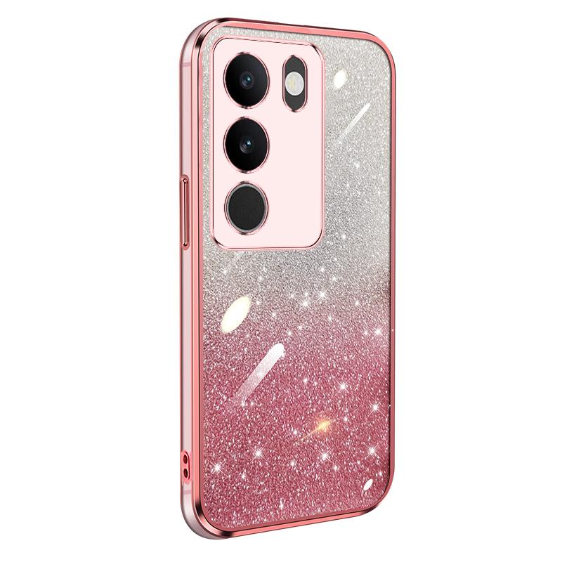 KEYSION Luxury Plating Glitter Phone Case for VIVO V29 5G Transparent Soft TPU Shockproof Back Cover for VIVO V29 5G