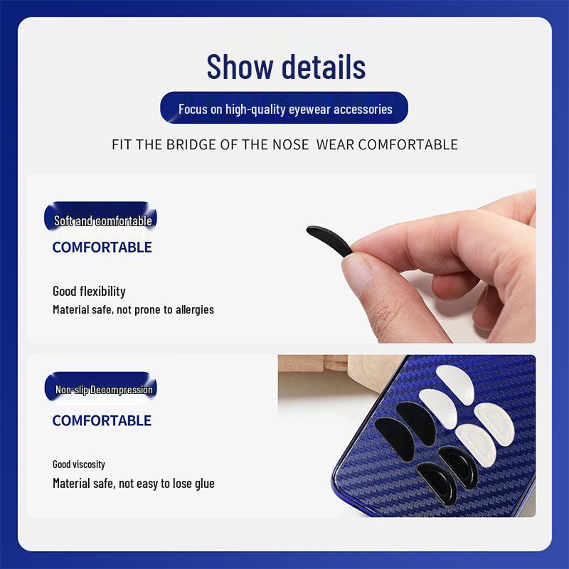Silicone Anti-slip Nose Pads for D-type Full-rim Glasses