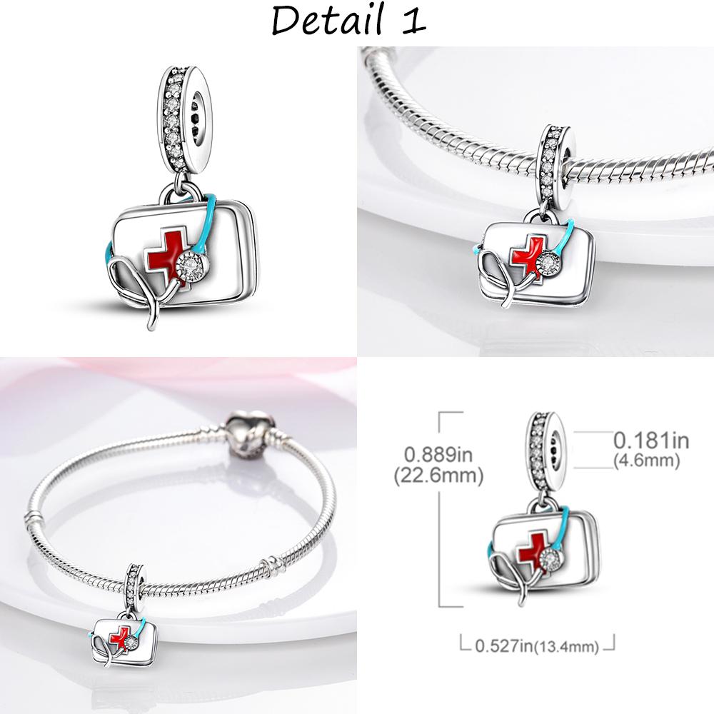 Copper Medicine Cabinet Stethoscope Charms Pendant Original Beads Fit Mula Bracelet Diy Fine Jewelry Making Gift