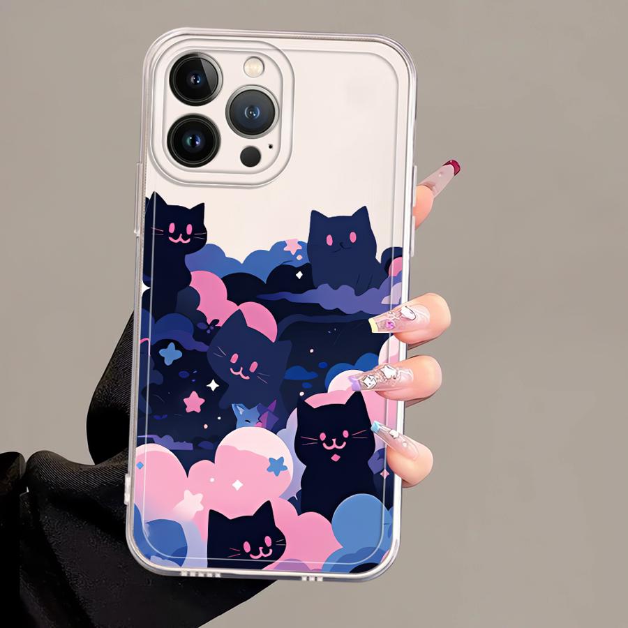 Cartoon Cat Soft Phone Cover Case for iPhone 17 Pro Max XS Max XR 14 Plus 11 16 15 Air 12 Mini 7 8 13 Pro