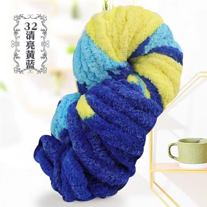 Thick Chenille Yarn for Blankets, Super Soft and Fluffy Giant Chenille-Style Polyester Yarn for Home Decor Projects