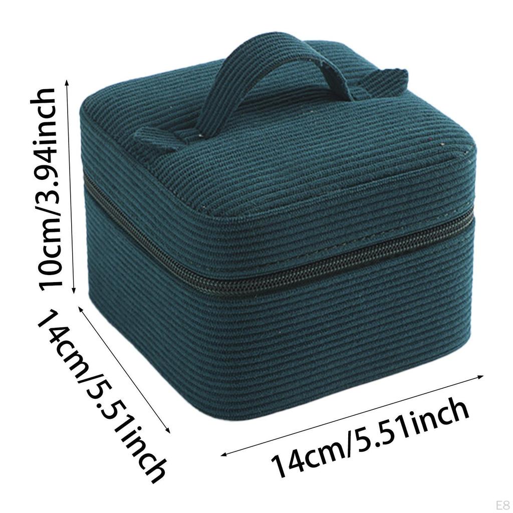Corduroy Jewelry Box Organizer Container Desktop Gift Zipper Display Case for Bangles Dresser Women