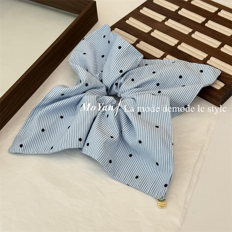 

Korean Version, High-end Feel, Stripes, Blue Fabric Headband, Small Waist, Polka Dot Headband, Small Fresh Headband, Square Scarf Headband