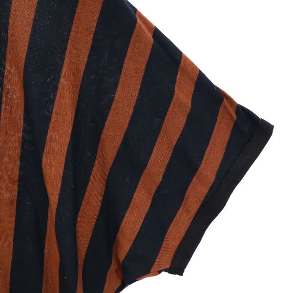 SHAREEF made in Japan stripe Short sleeve T-shirt 1 Black x tea Men's Used