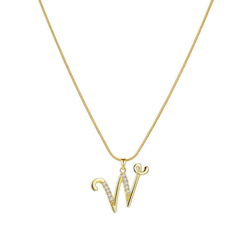 Europe and America Cross Border 26 Letters Copper Inlaid Zircon Snake Chain Necklace Letter Gold Pendant Creative Minimalist Letters