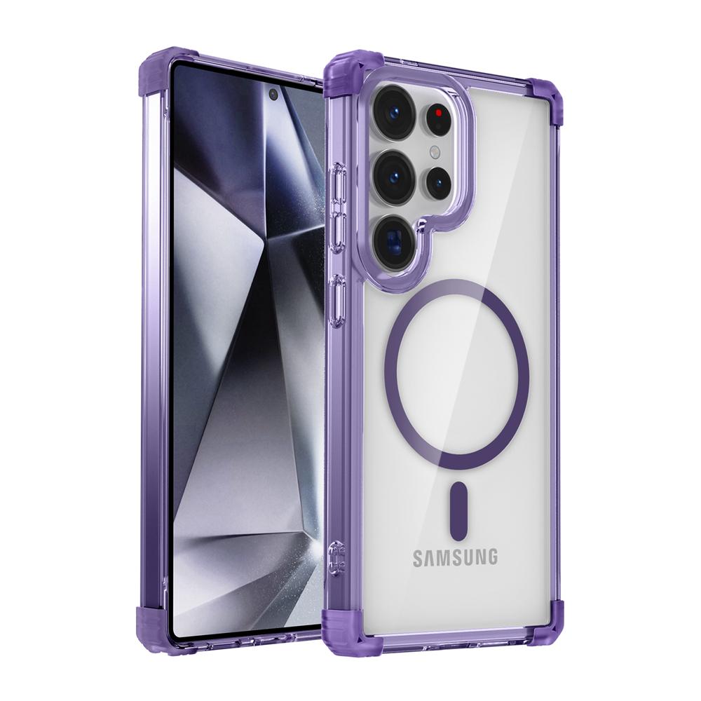 KEYSION Transparente, stoßfeste Hülle für MagSafe für Samsung Galaxy S25 Ultra 5G, magnetische kabellose Ladehülle, klare Telefonabdeckung