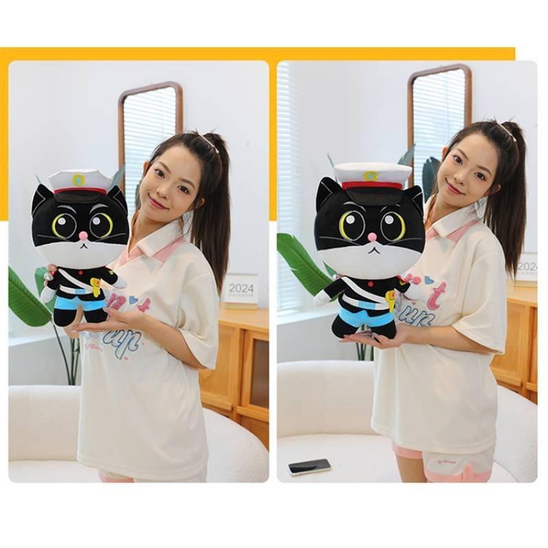Adorable Black Cat Plush Toy Soft Cuddly Pillow Gift For Girls And Kids