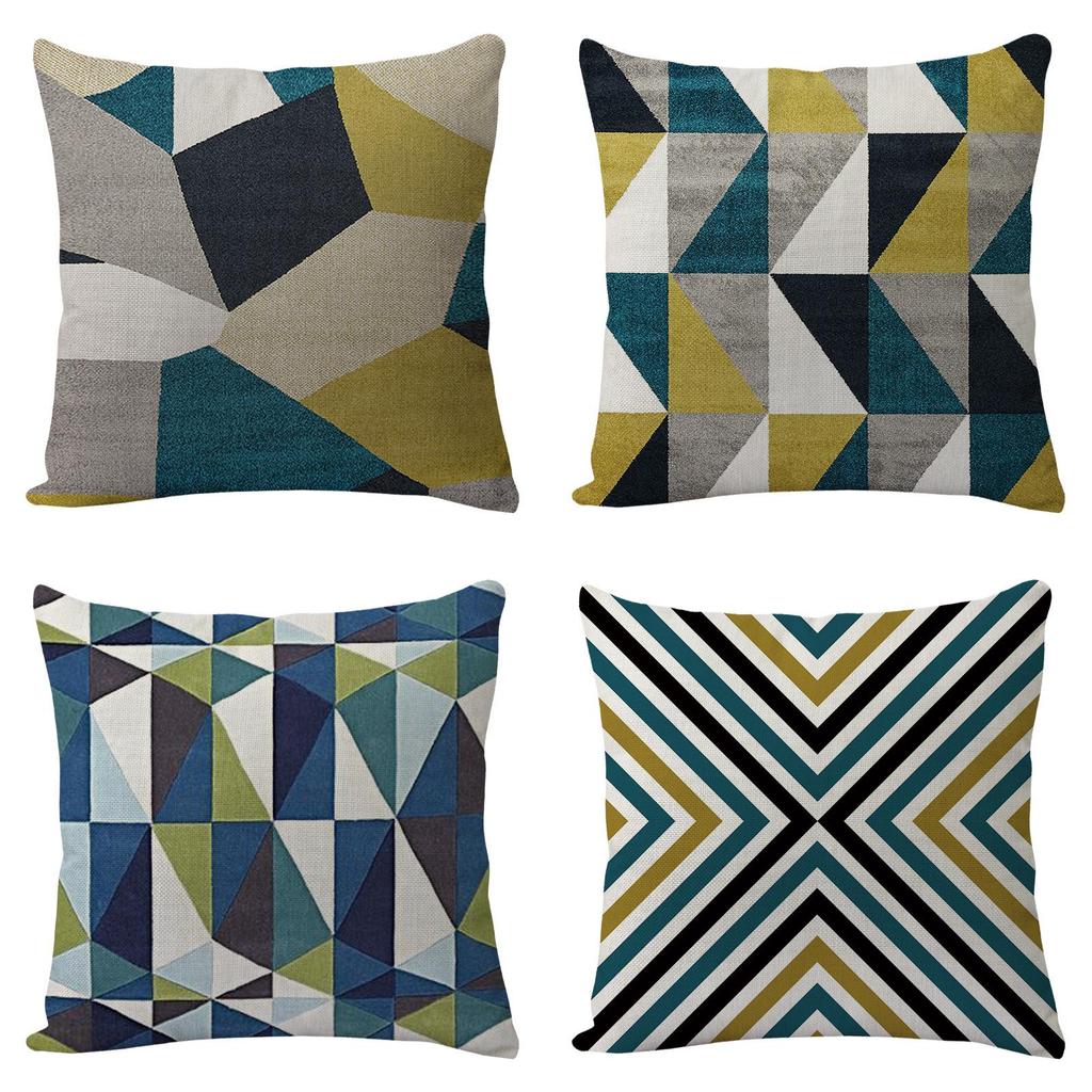 Geometric Linen Pillow Cover For Living Room Sofa Decor With Vintage Design