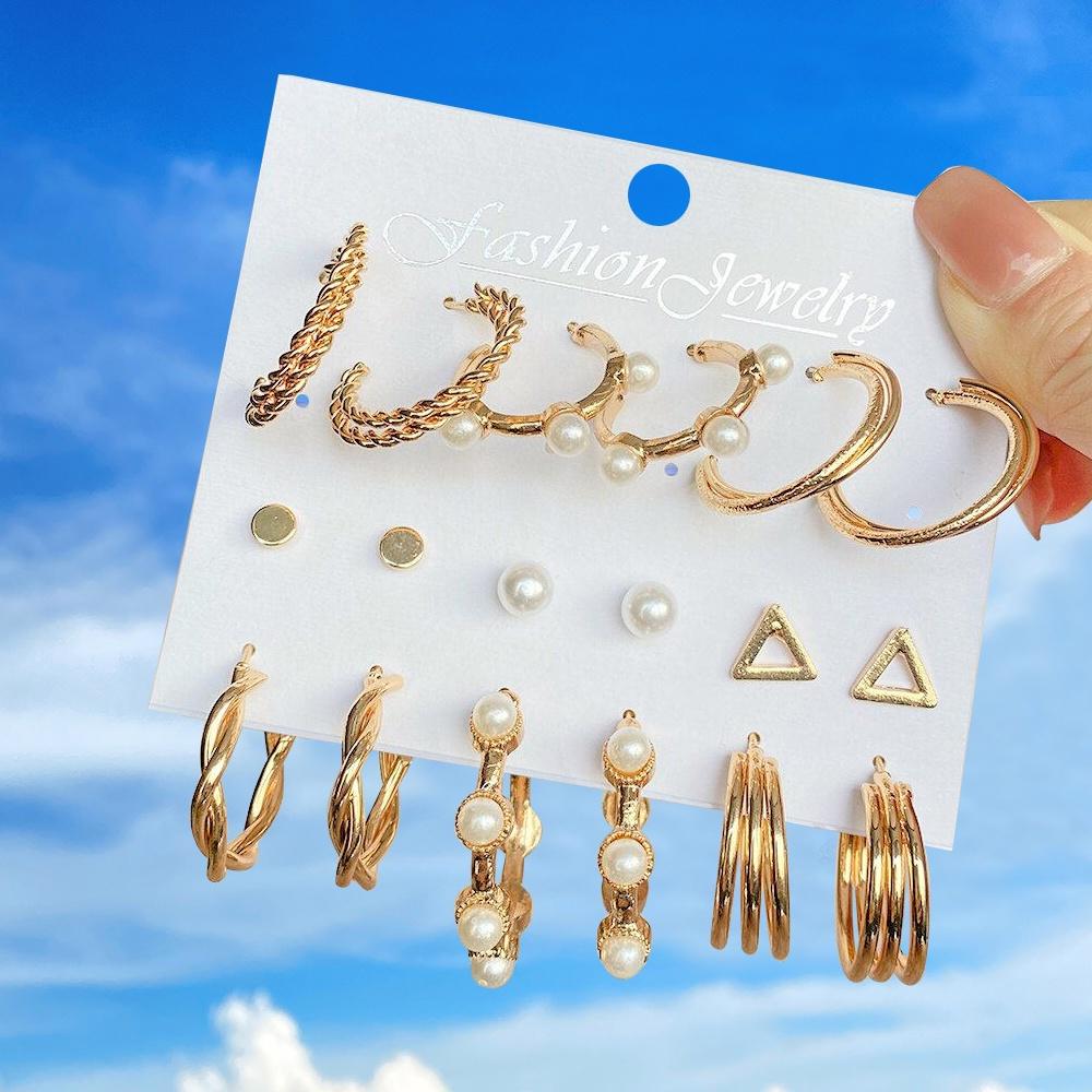 iF ME Fashion Pearl Earring Set Women Luxury Butterfly Love Heart Gold Stud Earrings Resin Hoop Earrings Jewelry Accessories