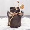 Retro Rural Style Metal Vase Unique Design Living Room Desktop Ornament Suitable Flower Arrangement Tank Household Supplies