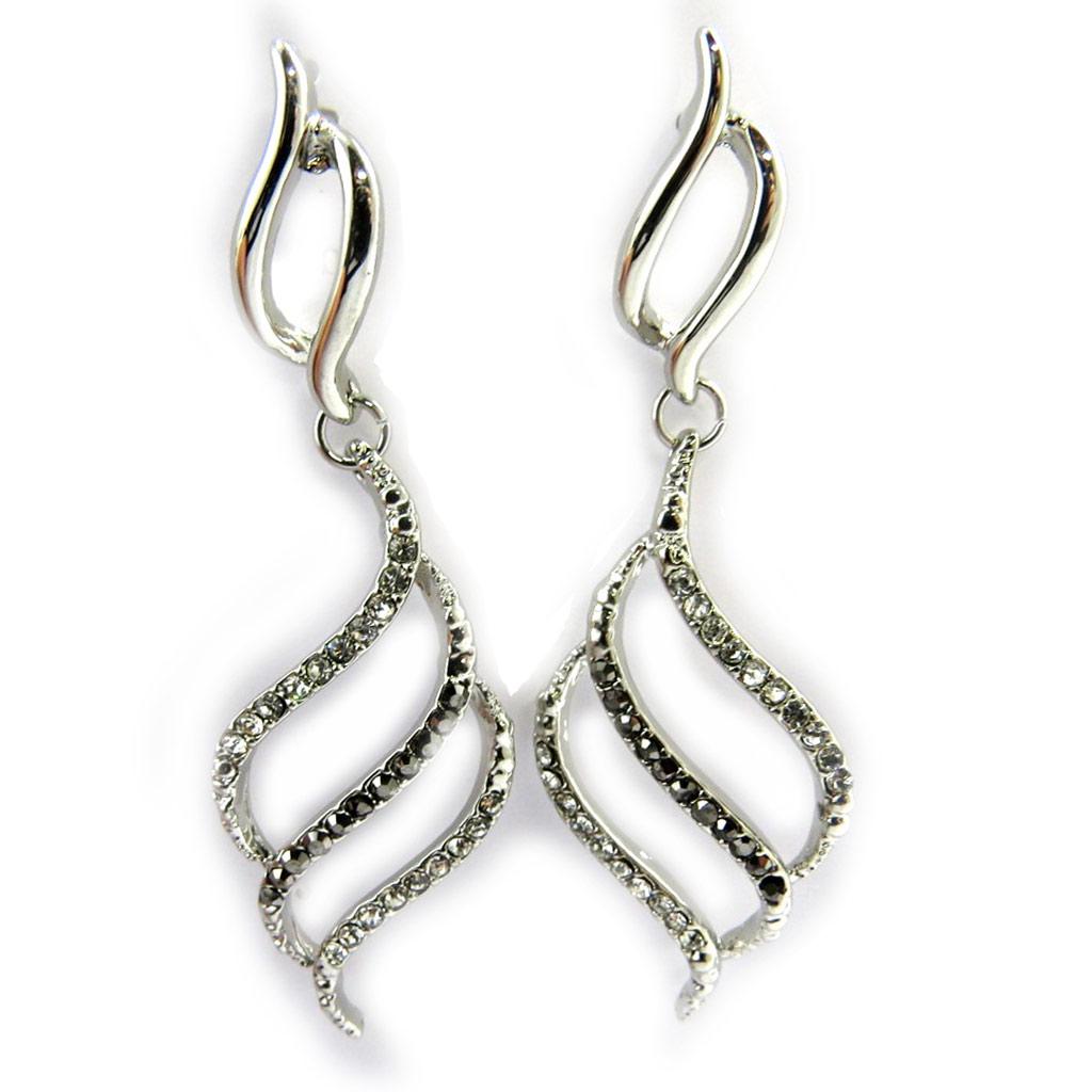 Les Trésors De Lily [M1913] - Designer Earrings 'Sissi' Gray White