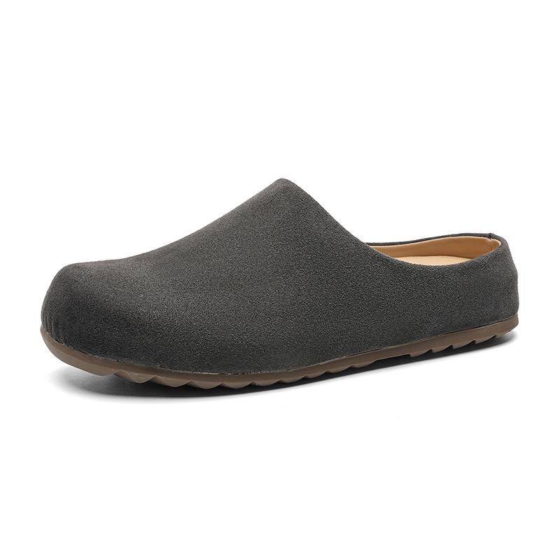 Plus Size 45 46 Mules Man Slip On Flats Half Shoes for Men Open-back Flat Sneakers Casual Shoes Suede Leather Slide Sandals 2026