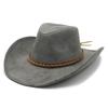Großer Krempenleder Western Cowboy Zylinder Europäische und Amerikanische Mode Faltkrempe Hut Retro Große Krempe Gentleman Hut