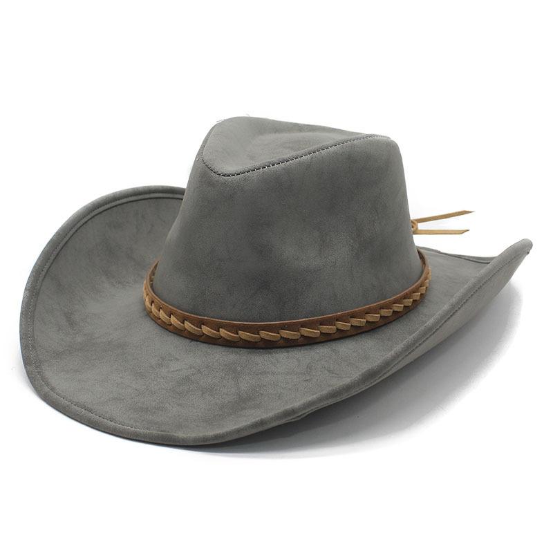 Großer Krempenleder Western Cowboy Zylinder Europäische und Amerikanische Mode Faltkrempe Hut Retro Große Krempe Gentleman Hut