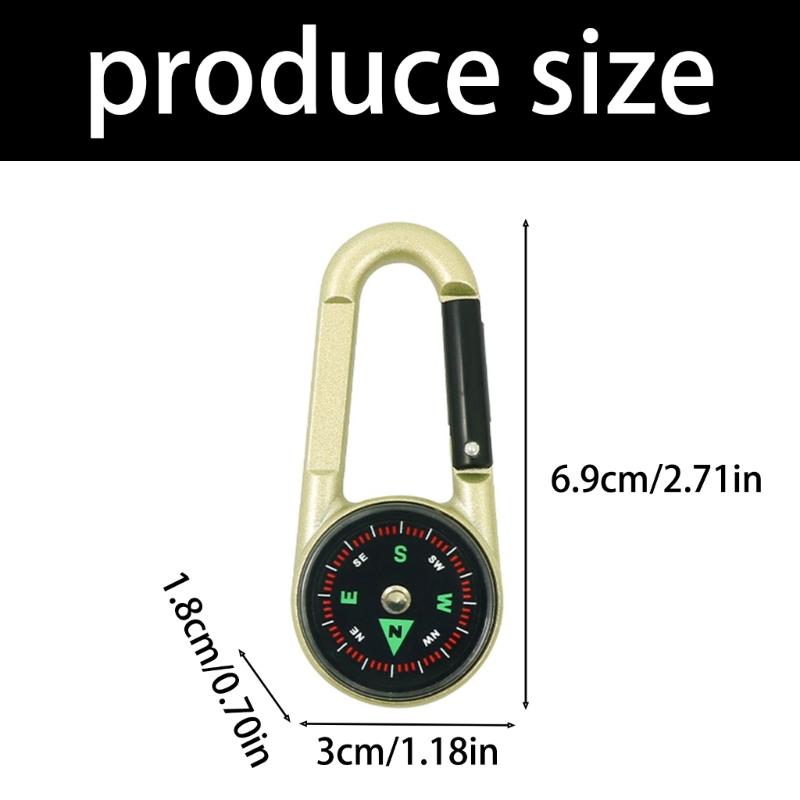 Double Side Compasses Thermometers Outdoor Small Compasses Carabiner Outdoor Navigation Tool Backpack Buckles Enduring