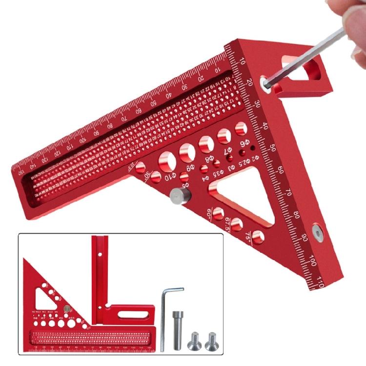 Aluminum Triangular Layout Measuring Tool Multiple Angles Measuring Ruler Woodworking Square Protractor 22.5-75 Degree