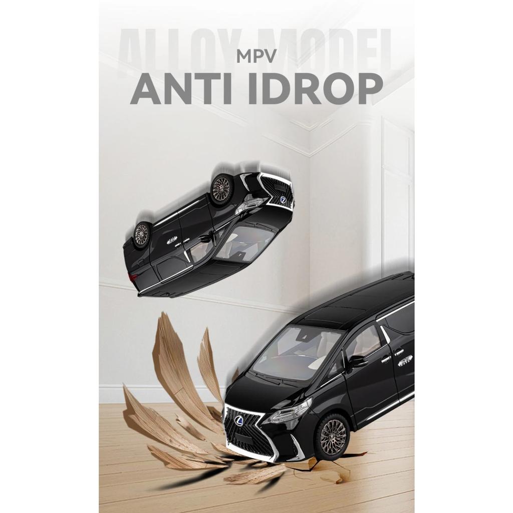 1/18 Lexus LM300 Electric Door MPV Alloy Car Model Sound and Light Pull Back Children's Toy Collectibles Birthday Gift Boyfriend
